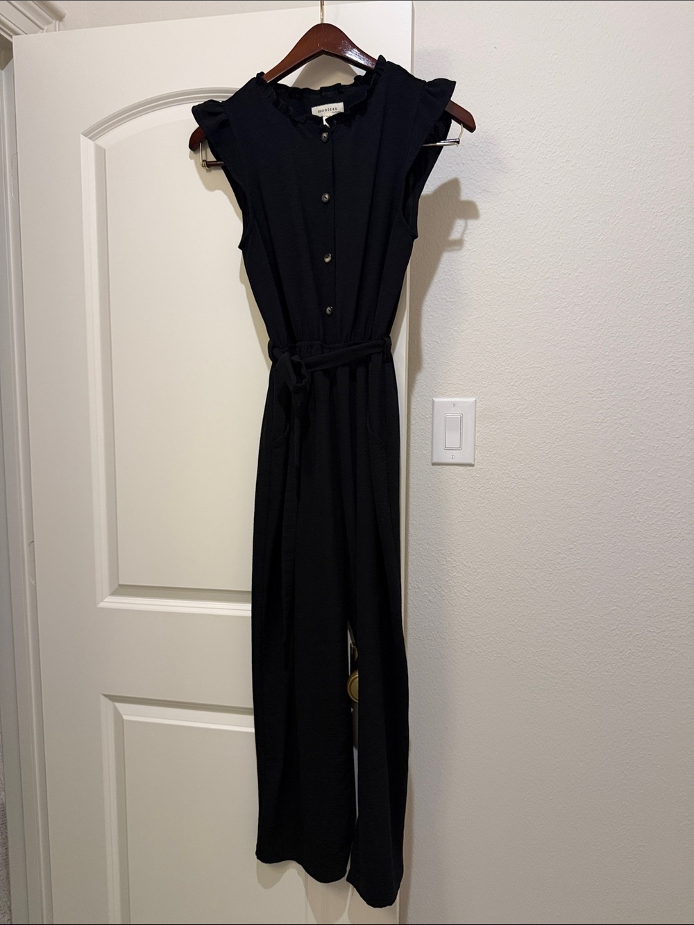 Anine Bing Black Sleeveless Tie-Waist Jumpsuit